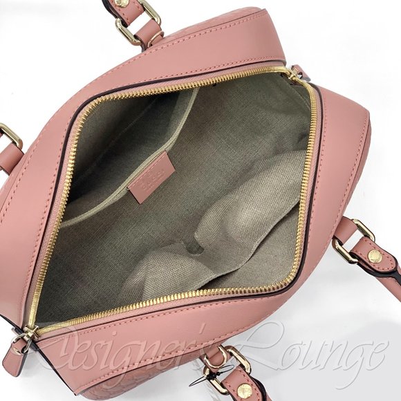 NEW GUCCI Micro GG Guccissima BREE Soft Pink Leather Medium Boston Bag $1,690 - Picture 13 of 16
